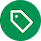 Green circle icon featuring a white price tag outline to help users track supermarket prices and deals